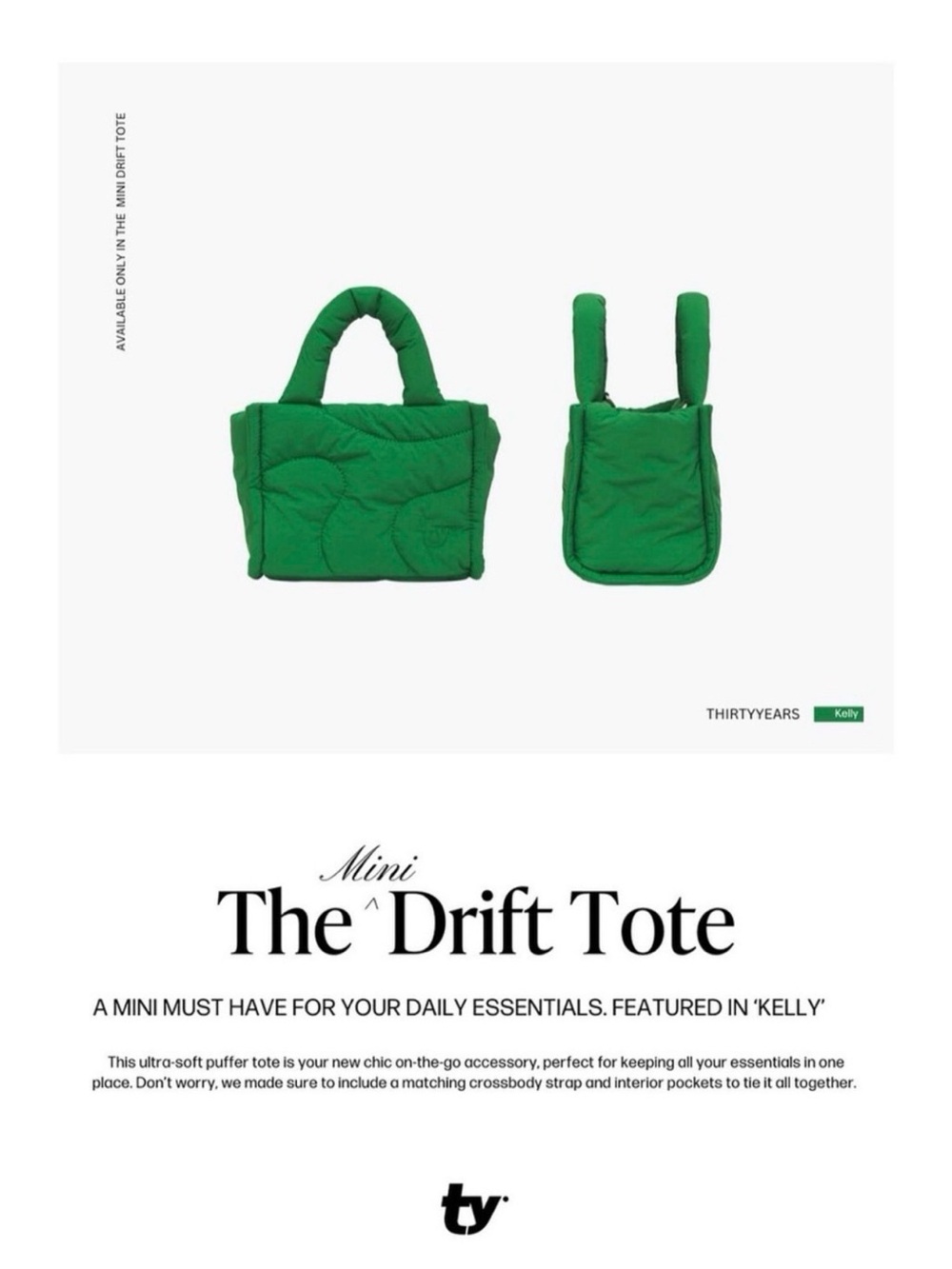 NWT Set of two Thirty Years “The mini drift tote” in cherry red and Kelly green - Picture 6 of 8